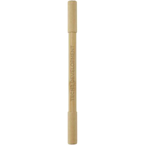 Le duo de stylos Samambu en bambou a deux têtes : 1 stylo à bille et 1 stylo sans encre. Le côté sans encre ne nécessite pas de cartouches d'encre ou de recharge. La pointe en graphite noir du stylo est conçue pour laisser des traces visibles lorsqu'elle entre en contact avec la surface d'écriture. Le choix d'un stylo sans encre en bambou favorise des choix plus durables et encourage l'utilisation de matériaux renouvelables. Le stylo bille est doté d'une encre bleue, d'une mine de 1,00 mm et d'une longueur d'écriture de 600 mètres. Longueur d'écriture du stylo sans encre : 1500 mètres.