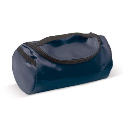 Trousse de toilette pratique en matériau robuste. Le sac est entièrement doublé et comporte des poches en filet à l'intérieur.