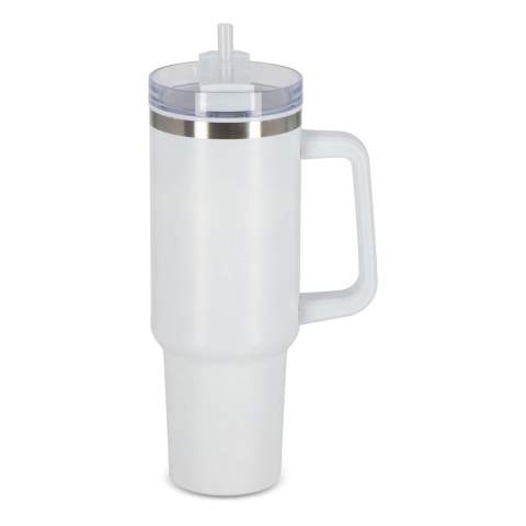 Ozzy is a 1.2L trendy insulated mug with a cool look. It's made from stainless steel with a recycled plastic interior. Ideal for consuming the recommended daily amount of water. Use Ozzy at work, while exercising at the gym or just at home. Ozzy comes with a cap and a straw and is packaged in a gift box. The GRS certification ensures a completely certified supply chain of the recycled material, and the total recycled content is 90% based on the item weight.