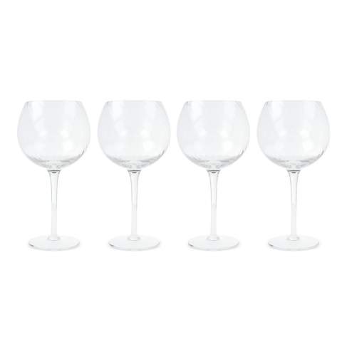 These four Opacity Wine Glasses are made of clear glass and have a beautiful spun glass pattern. They are thin and clear wine glasses with a perfect contrast between luxury and quirkiness. Design by Studio Byon. Delivered in a gift box.
