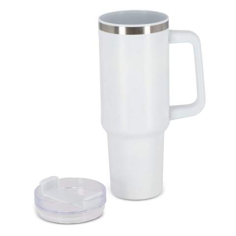 Ozzy is a 1.2L trendy insulated mug with a cool look. It's made from stainless steel with a recycled plastic interior. Ideal for consuming the recommended daily amount of water. Use Ozzy at work, while exercising at the gym or just at home. Ozzy comes with a cap and a straw and is packaged in a gift box. The GRS certification ensures a completely certified supply chain of the recycled material, and the total recycled content is 90% based on the item weight.