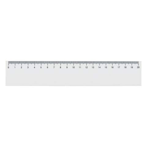 Règle en plastique blanche de 20 cm fabriquée aux Pays Bas. Marquage sur la 1ere et 2eme face en digital (quadri) ou en sérigraphie. Tous nos produits sont testés et certifiés, et répondent  aux normes sociales. 