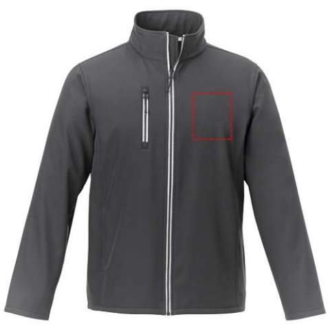 The Orion men's softshell jacket – a customisable jacket designed with comfort in mind. The jacket is made from 250 g/m² mechanical stretch  woven of polyester, and features bonding of micro fleece which provides functionality and warmth. It has an exposed plastic vislon zipper on the front center as well as on the chest pocket. The Orion softshell jacket is a reliable choice for both business and casual occasions, providing comfort and showcasing your brand with ease.