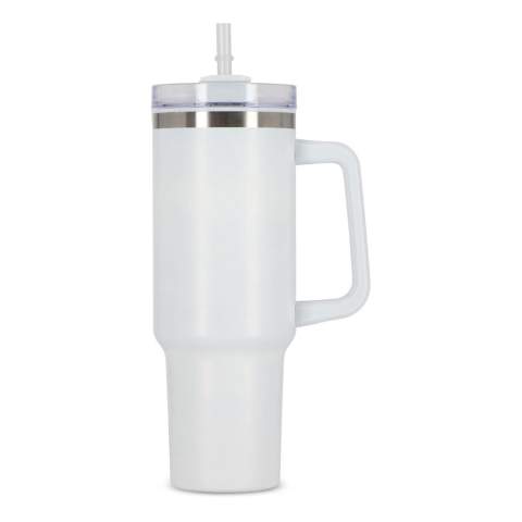 Ozzy is a 1.2L trendy insulated mug with a cool look. It's made from stainless steel with a recycled plastic interior. Ideal for consuming the recommended daily amount of water. Use Ozzy at work, while exercising at the gym or just at home. Ozzy comes with a cap and a straw and is packaged in a gift box. The GRS certification ensures a completely certified supply chain of the recycled material, and the total recycled content is 90% based on the item weight.