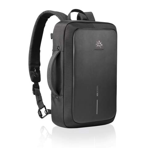 Gardez vos affaires en sécurité et rendez vos déplacements plus élégants avec le nouveau sac à dos Bobby Bizz 2.0. Prêt pour toutes les occasions professionnelles, vous pouvez transformer ce sac à dos en porte-documents en quelques secondes, simplement en mettant les bretelles dans la poche arrière. Le design antivol emblématique de Bobby ne comporte aucun accès frontal, des fermetures cachées et une poche cachée anti-RFID. Il est renforcé par un matériau anti-lacération et un cadre métallique intégré. Vous pouvez également le verrouiller en toute sécurité et à tout objet fixe grâce au verrou en alliage de zinc intégré à la sangle droite. À l'intérieur du sac à dos, vous trouverez des compartiments rembourrés pour un ordinateur 16 pouces, une tablette jusqu'à 10 pouces et tout votre matériel professionnel. Le Bobby Bizz 2.0 est fabriqué à partir de matériaux recyclés.  33 % de contenu recyclé.<br /><br />FitsLaptopTabletSizeInches: 16.0<br />PVC free: true