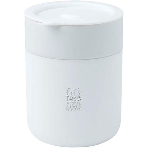 The Java single wall ceramic tumbler has a simple and practical design for everyday use and features a silicone wrap for a comfortable grip. Spill-proof lid. Volume capacity: 330 ml.