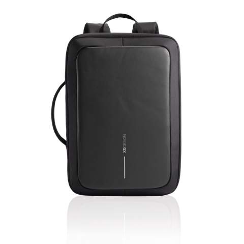 Gardez vos affaires en sécurité et rendez vos déplacements plus élégants avec le nouveau sac à dos Bobby Bizz 2.0. Prêt pour toutes les occasions professionnelles, vous pouvez transformer ce sac à dos en porte-documents en quelques secondes, simplement en mettant les bretelles dans la poche arrière. Le design antivol emblématique de Bobby ne comporte aucun accès frontal, des fermetures cachées et une poche cachée anti-RFID. Il est renforcé par un matériau anti-lacération et un cadre métallique intégré. Vous pouvez également le verrouiller en toute sécurité et à tout objet fixe grâce au verrou en alliage de zinc intégré à la sangle droite. À l'intérieur du sac à dos, vous trouverez des compartiments rembourrés pour un ordinateur 16 pouces, une tablette jusqu'à 10 pouces et tout votre matériel professionnel. Le Bobby Bizz 2.0 est fabriqué à partir de matériaux recyclés.  33 % de contenu recyclé.<br /><br />FitsLaptopTabletSizeInches: 16.0<br />PVC free: true