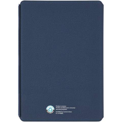 The RCS certified Notu padfolio is partly made from recycled post-consumer polyester, making this padfolio a more sustainable choice since it helps to reduce the use of virgin raw material. Featuring a magnet closure, accordion pocket, and 64 cream coloured lined sheets with 80 g/m2 recycled paper from sustainable sources.