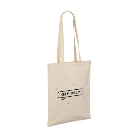 Shopping bag made of sturdy, 100% fastwoven cotton (180 g/m²). With long handles. A high quality, durable bag.
