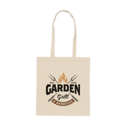 Shopping bag made of sturdy, 100% fastwoven cotton (180 g/m²). With long handles. A high quality, durable bag. Capacity approx. 7 liters.