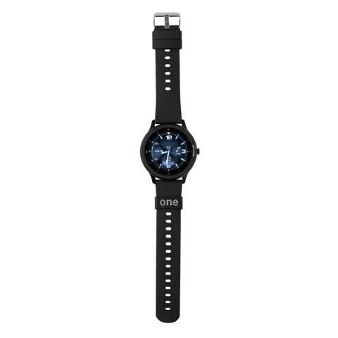 Moderner Activity-Tracker mit schnell reagierendem 1,28" Full-Touchscreen und hochauflösendem Display. Hergestellt aus RCS (Recycled Claim Standard)-zertifiziert Armband aus recyceltem TPU und einem Gehäuse aus einer Zinklegierung. Gesamter Recyclinganteil: 23% basierend auf dem Gesamtgewicht des Artikels. Die RCS-Zertifizierung gewährleistet eine vollständig zertifizierte Lieferkette der recycelten Materialien. Zu den Funktionen gehören: Schrittzahl, Kalorien, Distanz, Multi-Sport (24 Typen) Tracking, Wecker, Herzfrequenz-Tracking, Blutdrucküberwachung, Schlafmonitor, Kalender.  Benachrichtigungen: SMS, Facebook, Skype, WhatsApp, Twitter usw. Kompatibel mit Android 4.4 und IOS 8.0 und höher. IPX 68 wasser- und staubdicht. Mit BT5.0. Standby-Zeit von bis 25 Tagen und Working-Time bis zu 7 Tagen. Inklusive Clip-Ladegerät zum Aufladen der Uhr. Verpackt in FSC®-Mix-Kraftverpackung. Artikel und Zubehör 100% PVC-frei.<br /><br />HasBluetooth: True<br />PVC free: true