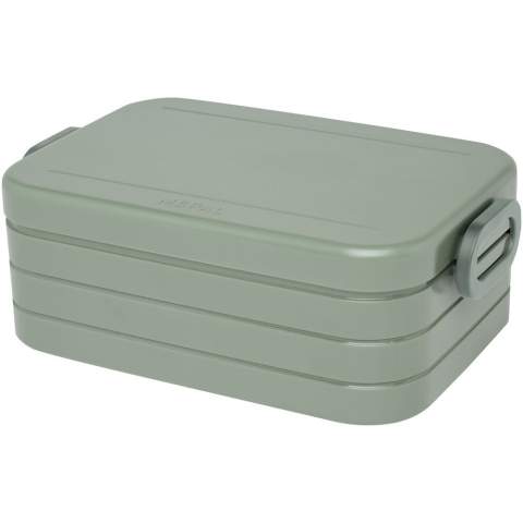 Lunchbox met een strakke afdichtingsring om de inhoud fris en smakelijk te houden. Geschikt voor 4 boterhammen. Verdeler inbegrepen. Capaciteit is 900 ml. Vaatwasserbestendig. BPA-vrij. 2 jaar Mepal garantie.