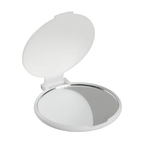 Compact mirror in a plastic holder with protective cover.