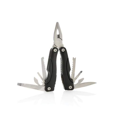 14 functies roestvrijstalen multitool met geanodiseerd aluminium handvat, verpakt in etui.