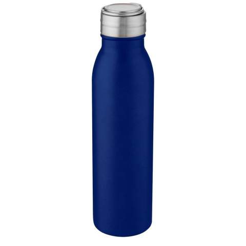 Enkelwandige 18/8 roestvrijstalen drinkfles met een morsbestendig schroefdeksel en een duurzame handlus van zinklegering. BPA-vrij, getest en goedgekeurd volgens de Duitse voedselveiligheidswetgeving (LFGB). Getest en goedgekeurd voor ftalaten volgens de REACH-regelgeving. Past in de meeste standaard autobekerhouders. Inhoud 700 ml Handwas aanbevolen. Geleverd in een gerecycled kartonnen geschenkverpakking. 