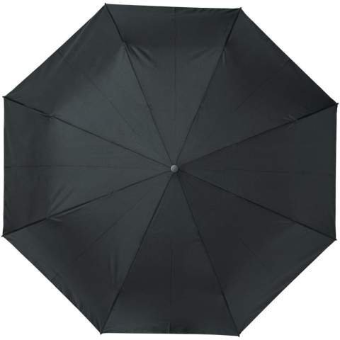 Parapluie pliable à ouverture et fermeture automatique avec auvent en polyester pongée et PET recyclé. Mât métallique robuste, cadre de qualité supérieure avec baleines en fibre de verre pour un maximum de flexibilité dans des conditions venteuses. Livré avec une pochette et peut facilement s'adapter à un sac à main ou à un sac à dos pour un transport pratique. Avec la poignée en bois et l'auvent en polyester en pongé PET recyclé, il offre un choix plus responsable. Disponible dans une grande variété de couleurs contemporaines avec une grande surface marquage sur chacun des panneaux.