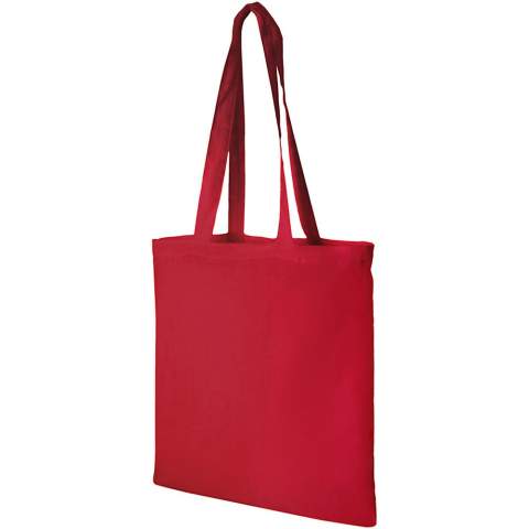Le sac fourre-tout Madras est le sac idéal à offrir lors d'un événement, d'une conférence ou à utiliser comme sac à provisions pour les petites courses. La densité du coton de 140 g/m² rend le sac robuste, durable et adapté au transport d'articles lourds dans le compartiment principal. Avec ses poignées de 30 cm de long, ce sac fourre-tout est facile à transporter. Fabriqué en Inde et certifié OEKO-Tex. Résistance jusqu'à un poids de 5 kg.