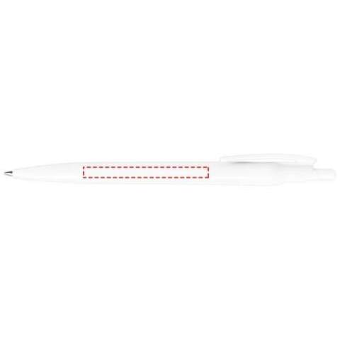 Click action ballpoint pen produced with recycled PET coming from post-consumer water and soda bottles (except for the refill and the spring). One bottle of 500 ml is used to produce one ballpoint pen. Includes a European X20 refill with documental ink and a writing length of approximately 2000 metres. Also available with a black ink refill (107722). Made in Italy.
