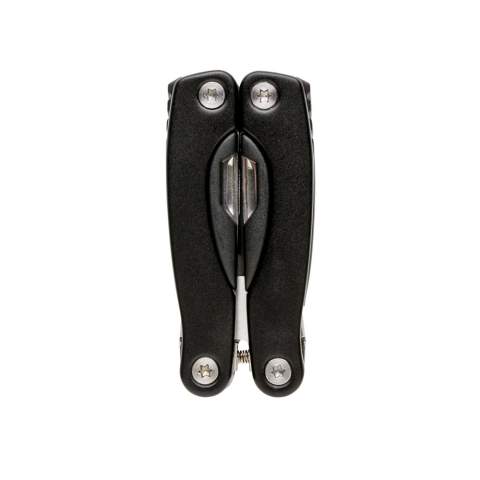 14 functies roestvrijstalen multitool met geanodiseerd aluminium handvat, verpakt in etui.