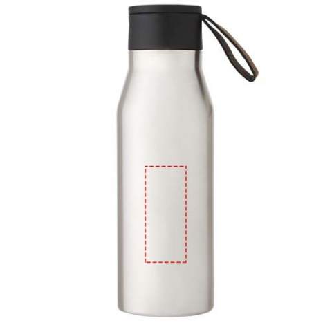 Copper vacuum insulated stainless steel bottle with a classical and elegant design. Features a PU leather strap and detail on the lid. This makes it ideal for laser engraving, which will highlight the logo in a silver colour creating a beautiful visual effect. With its double-walled copper vacuum insulated 18/8 stainless steel, drinks stay hot or cold for several hours. Tested and approved under German Food Safe Legislation (LFGB), and tested for phthalates content according to REACH regulations. Volume capacity is 500 ml. Presented in a recycled cardboard gift box.