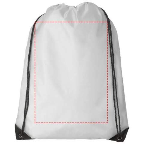 The Oriole drawstring bag is easy to hand out as a gift to promote your brand or marketing campaign. This lightweight bag is budget-friendly, easy to carry on the back or on the shoulder and offers enough space for adding a logo or other messages. The drawstring makes it easy to open and close, and the 210D polyester material is strong and durable.