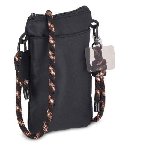 Diese kompakte Crossbody Tasche ist ideal fürs Telefon, Schlüssel und Brieftasche. Eine Schlaufe hält sicher einen Stift, während das Paracord-Band einen einzigartigen Touch verleiht. Das Design kann mit der mitgelieferten Lasche in ein Handykette umgewandelt werden, um die Hände frei zu haben.