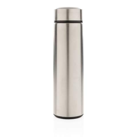 Halten Sie Ihren Kaffee oder Tee mit dieser Vakuum-Edelstahlflasche mit gebürstetem Metalldeckel schön warm. Die Flasche verfügt über einen auslaufsicheren Schraubdeckel und ermöglicht das Trinken von jeder Seite. Mit breiter Öffnung für eine einfache Reinigung. Kapazität 450ml. BPA-frei. Nur Handwäsche.<br /><br />HoursHot: 5<br />HoursCold: 15