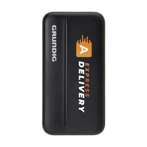 Grundig Powerbank. Die ABS-Powerbank hat eine Kapazität von 20.000 mAh, d. h. Sie können Ihr Telefon bis zu viermal aufladen, bevor Sie die Powerbank wieder aufladen müssen. Mit genügend Leistung, um ein Tablet und andere Geräte aufzuladen. Diese externe Batterie ist ideal für Reisen oder einen Tagesausflug. Die Powerbank verfügt über USB-Ausgänge: 2 USB-A-Anschlüsse und 1 USB-C-Anschluss zum Aufladen der Powerbank. Das bedeutet, dass Sie zwei Geräte gleichzeitig aufladen können. Kompatibel mit allen Mobilgeräten, die QI-Wireless-Charging unterstützen. Mit LED-Anzeigen für den Akkustand, Ein-/Aus-Taste und integriertem Li-Polymer-Akku. Micro-Eingang: 5 V/2 A 9 V/2 A 12 V/1,5 A.  Typ-C-Eingang: 5 V/2,5 A 9 V/2 A 12 V/1,5 A. Typ-C-Ausgang: 5 V/3 A 9 V/2,22 A 12 V/1,67 A. USB-A1/A2-Ausgang: 5 V/3 A 9 V/2,22 A 10 V/2,25 A 12 V/1,67 A. Enthält USB-C-/Micro-USB-Kabel. Verpackt pro Stück.