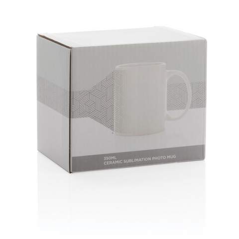 This sublimation mug is an absolute classic among mugs. This white ceramic mug is the perfect choice for displaying your message. The mug is dishwasher safe and has been tested in accordance with EN12875-1 (at least 125 washing cycles). Packed in gift box. Capacity 350ml.