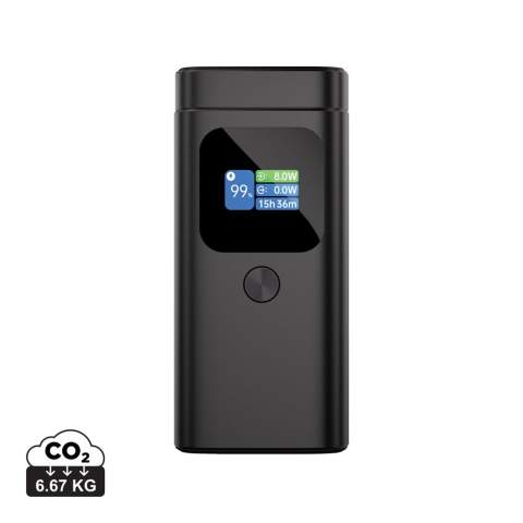 The Urban Vitamin Sunnyvale powerbank is a state-of-the-art charging solution designed to meet the demands of modern life. With a robust 15,000 mAh capacity and support for 100W ultra-fast charging, this powerbank ensures all your devices, including laptops and MacBooks, stay powered up at lightning speed. It features a high-quality TFT colour display that provides real-time updates on charging speed and other essential details for ultimate convenience. What sets the Sunnyvale apart is its integrated 15W wireless magnetic phone stand, allowing you to charge your phone wirelessly while keeping it perfectly positioned for hands-free use. With three output ports—two USB-C and one USB-A—and the wireless charging option, the Sunnyvale can charge up to four devices simultaneously, making it a versatile companion for any situation. Crafted from durable aluminium, the Sunnyvale combines a premium look and feel with a compact, portable design. PVC free.<br /><br />WirelessCharging: true<br />PowerbankCapacity: 15000<br />PVC free: true