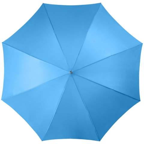 De Lisa 23" paraplu is een echte bestseller. Dankzij het automatische systeem is de paraplu snel te openen. Hij heeft een metalen schacht en baleinen, en een houten handvat dat de paraplu een klassieke uitstraling geeft. De paraplu biedt tal van mogelijkheden voor het toevoegen van een promotionele teksten of logo. Daarnaast is de Lisa paraplu verkrijgbaar in verschillende kleuren of kleurstellingen. 