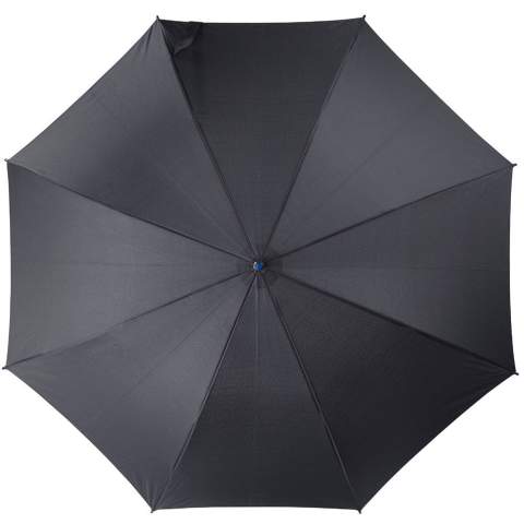 Parapluie droit avec une poignée au crochet. La monture colorée est en fibre de verre pour une résistance accrue.
