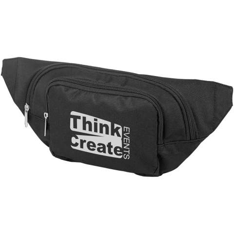 Santander fanny pack with two compartments. Two large zippered compartments Adjustable waist strap with quick release buckle. 600D Polyester. 