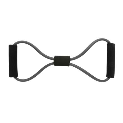Dieses 8-Form-Fitnessband ist ein großartiges Fitnessgerät. Stärken Sie Ihre Muskeln mit diesem kompakten und praktischen Gerät! Haben Sie es immer dabei um in Form zu bleiben. In einem Etui verpackt und inklusive eines Handbuchs mit Übungen, damit Sie sofort mit dem Training beginnen können!