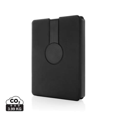 Charge your mobile and watch ( Apple watches only) wirelessly at full speed with this A5 PU material notebook. Luxury and foldable 2-in-1 wireless charger made with RCS certified recycled PU. Total recycled content: 8% based on total item weight. RCS certification ensures a completely certified supply chain of the recycled materials. Snap your phone (iPhone 12 or higher) to the wireless charger and the phone will align perfectly with the magnets inside. The 10W wireless charger is compatible with all QI devices (Iphone 8 and up and Android devices). With integrated 5000 mAh grade-A battery inside. The notebook includes 64 sheets/128 pages of 80 gsm lined FSC® paper.<br /><br />WirelessCharging: true<br />PowerbankCapacity: 5000<br />PVC free: true