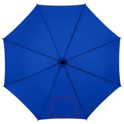 Parapluie 23" avec poignée en bois, mât en bois et baleines en métal.