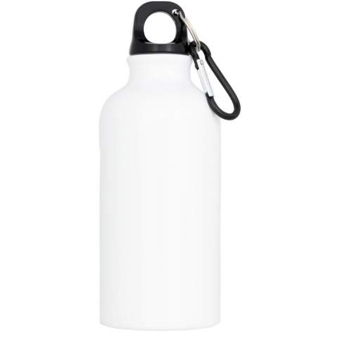 Une bouteille renforcée avec couvercle vissable. La bouteille a un revêtement spécial pour la sublimation. Le mousqueton ne convient pas pour l’escalade. Capacité de 400 ml.