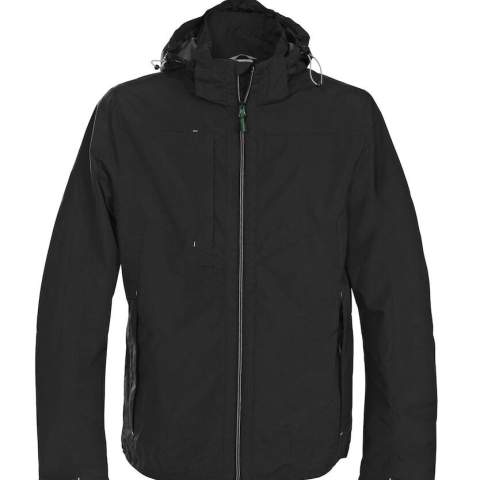 Sportieve hardshell jas in een moderne look en met verschillende praktische zakken. Tweekleurige ritssluiting vooraan en decoratieve stiksels. Zipper pullers in contrasterende kleur. Deze kunnen indien gewenst vervangen worden door één van de andere beschikbare kleuren.