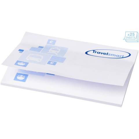 Sticky-Mate® sticky notes. Standaard model bestaat uit 50 vellen zelfklevend 80 g/m2 papier in een keuze van kleuren. Full colour print beschikbaar op elk vel. Beschikbaar in 3 formaten (25/50/100 vellen).