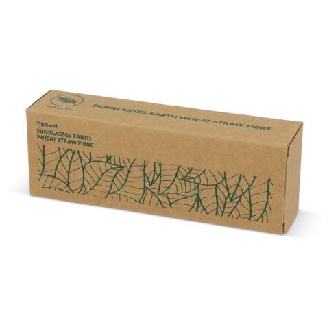 Zonnebril Earth bestaat voor 60% uit plantaardige tarwestro vezels. Hierdoor heeft deze bril een natuulijke uitstraling. De glazen hebben een UV400 filter. De zonnenbril wordt in een FSC-gecertificeerd kartonnen geschenkdoosje geleverd.