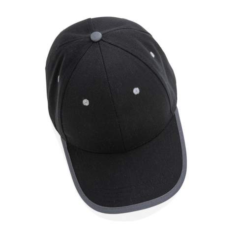 Tell a true story about sustainability and wear it with pride! This 6 panel contrast cap with curved visor is made with brushed recycled 280gr cotton that is embedded with AWARE™ tracer technology. With AWARE™, the use of genuine recycled fabric materials and water reduction impact claims are guaranteed. Save water and use genuine recycled fabrics. If you choose this item you save 250 litres of water. With the focus on water, 2% of proceeds of each Impact product sold will be donated to Water.org. The contrast cap has a dark grey binding and velcro closure. Water savings are based on figures when compared to conventional fibre. This calculated indication is based on reliable LCA data as published by Textile Exchange in their Material Snapshots 2016.