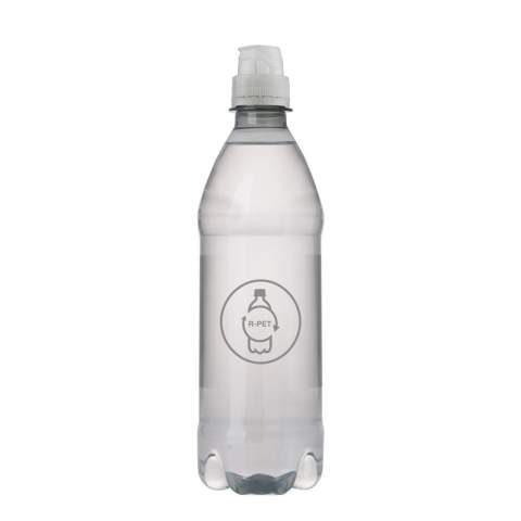 500 ml natural spring water in a smooth R-PET bottle with sports cap. Can colour transparent.