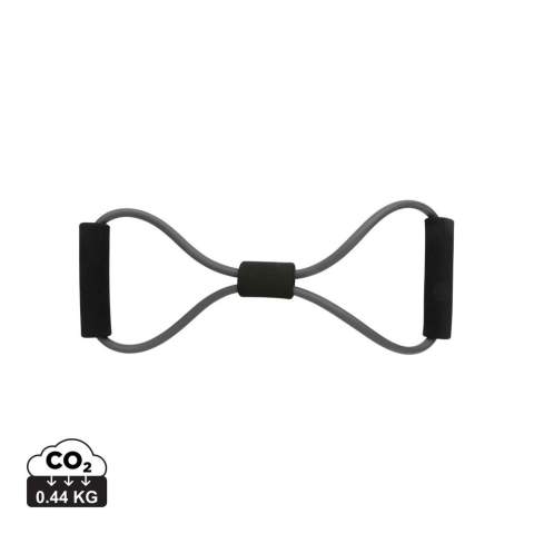 Dieses 8-Form-Fitnessband ist ein großartiges Fitnessgerät. Stärken Sie Ihre Muskeln mit diesem kompakten und praktischen Gerät! Haben Sie es immer dabei um in Form zu bleiben. In einem Etui verpackt und inklusive eines Handbuchs mit Übungen, damit Sie sofort mit dem Training beginnen können!