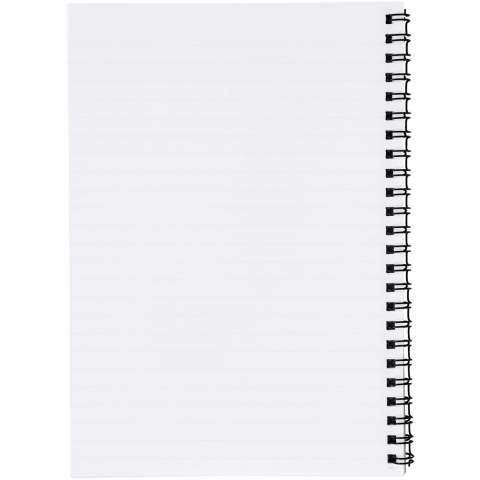 Desk-Mate® A4 spiral notebook. Includes 50 sheets blank paper (80 g/m2) and front cover (450g/m2). The cover is tear- and waterproof. Full colour print is possible to the cover and each sheet.