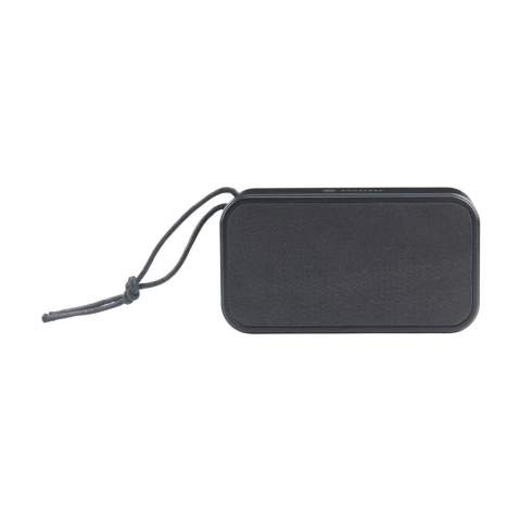 Wireless Bluetooth speaker with a casing made from recycled aluminium and RPET plastic. A classic model with rounded corners. Bluetooth version 5.3. Once charged, the built-in 1200mAh lithium battery guarantees a playing time of up to 3.5 hours (at maximum volume). Wireless range up to 10 meters. Easy to operate and compatible with the most common smartphones and tablets. Output: 2.5W. This speaker produces optimal sound. Includes charging cable made from recycled TPE and user manual. RCS-certified. Total recycled material: 25%. Each item is individually boxed.