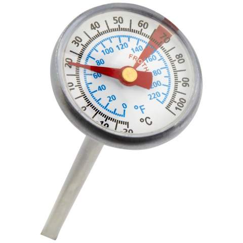 BBQ-Thermometer mit Messbereichen in ℃ und ℉. Durch mechanische Induktion kann die Temperatur direkt und genau in der Ölpfanne, beim Frittieren oder zur Kontrolle beim Grillen gemessen werden. Das robuste Gehäuse aus Edelstahl ist stabil und korrosionsbeständig. Einfach zu bedienen und leicht zu reinigen.