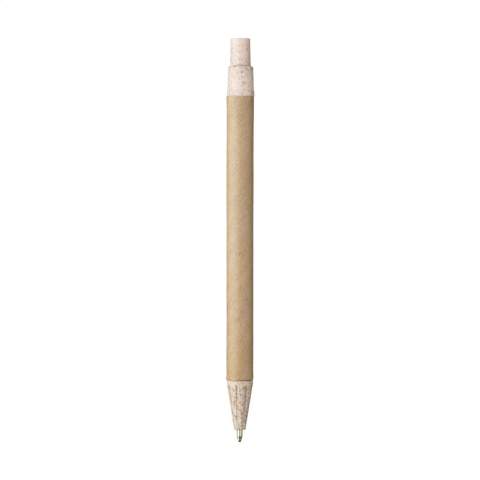 WoW! Ce stylo à bille à encre bleue est une alternative aux stylos ordinaires - il est fabriqué à partir de déchets de blé et de papier recyclé. Il y a beaucoup de blé dans le monde. Ce qui signifie qu'il y a aussi une énorme quantité de déchets liés au blé sous forme de feuilles, de paille et plus encore. Ces déchets ont une seconde vie avec ce stylo.