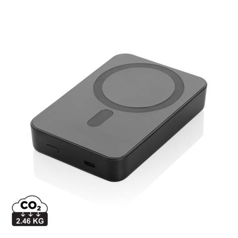 10.000 mAh pocket-size powerbank with 5W magnetic wireless charger with a case made out of RCS certified recycled ABS plastic. RCS (Recycled Claim Standard) is a standard to verify the recycled content of a product throughout the whole supply chain. Total recycled content: 15% based on total item weight. The powerbank, Amporia, contains a long-lasting grade A 10.000 mAh lithium polymer battery and extra strong magnets. The power indicators will indicate the remaining energy level, so you always know when to re-charge. USB-C Input: 5V/2.4A; USB-C Output: 5V/2.4A. Item and accessories are PVC-free. Including RCS certified recycled TPE charging cable. Packed in FSC® mix packaging.<br /><br />WirelessCharging: true<br />PowerbankCapacity: 10000<br />PVC free: true