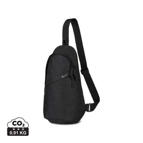 A modern and sustainable update to a classic sling bag using recycled fabric and webbing made from plastic bottles. Front zippered pocket for storing accessories. Dual zippered opening to large main compartment. Adjustable, ambidextrous shoulder strap for customised wearing.Includes AWARE™ Virtual ID & Product passport, which delivers an indisputable way to track and validate textile composition impact from origin to consumer. To access, scan the QR code located inside the product or visit wearaware.co to learn more. Available across both sides of the Atlantic. This item is also offered by Gemline for customers in the US and Canada.<br /><br />PVC free: true