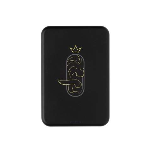 10.000 mAh pocket-size powerbank with 5W magnetic wireless charger with a case made out of RCS certified recycled ABS plastic. RCS (Recycled Claim Standard) is a standard to verify the recycled content of a product throughout the whole supply chain. Total recycled content: 15% based on total item weight. The powerbank, Amporia, contains a long-lasting grade A 10.000 mAh lithium polymer battery and extra strong magnets. The power indicators will indicate the remaining energy level, so you always know when to re-charge. USB-C Input: 5V/2.4A; USB-C Output: 5V/2.4A. Item and accessories are PVC-free. Including RCS certified recycled TPE charging cable. Packed in FSC® mix packaging.<br /><br />WirelessCharging: true<br />PowerbankCapacity: 10000<br />PVC free: true